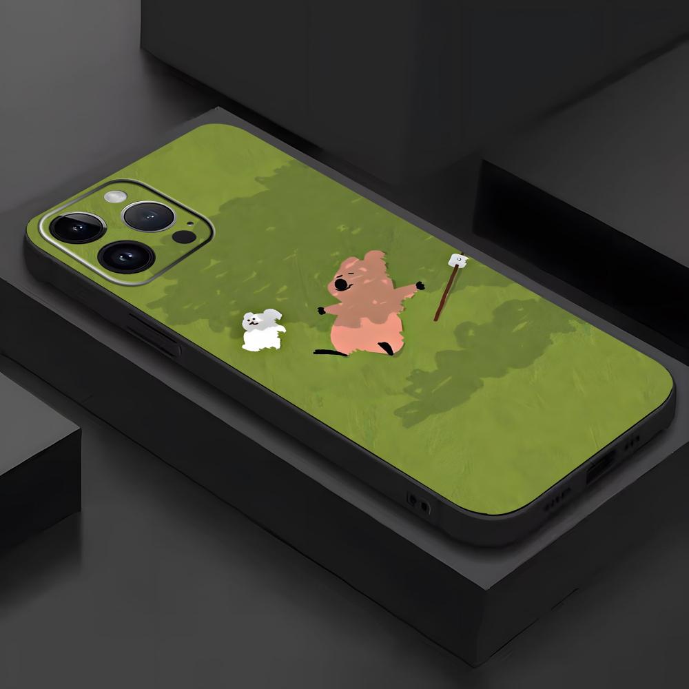 Cute D-Dinotaeng Phone Case For iPhone17 16 16e 15 14 13 12 11 Plus Mini Pro Max Soft black Shockproof Cover