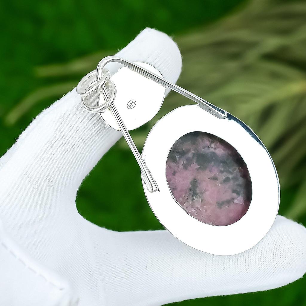 Natürlicher Rhodonit Edelstein Anhänger 925 Sterling Silber Indischer Schmuck Für Frauen
