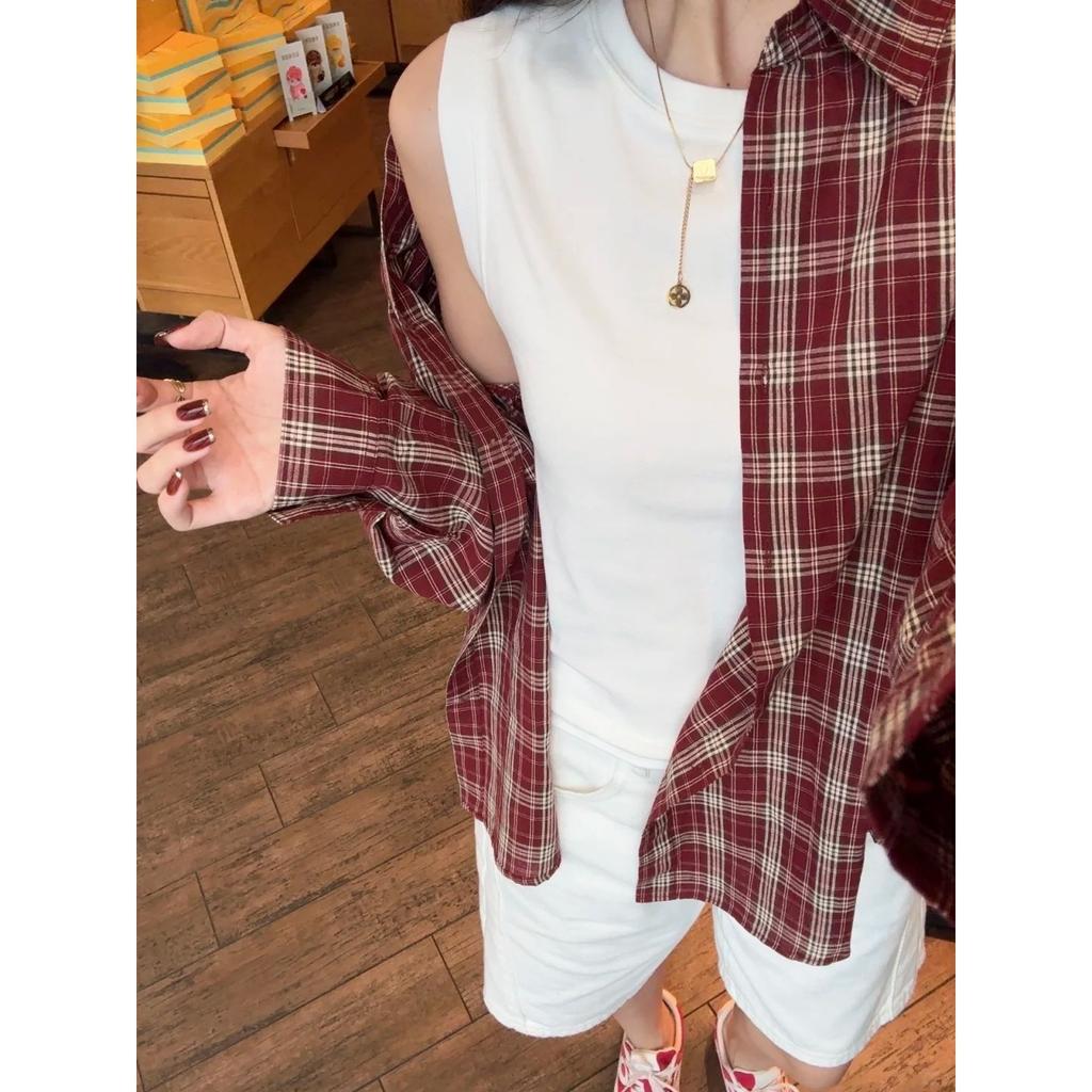 White sleeveless suspender outer wear cover breasts round neck I-shaped vest women's spring summer Korean version with bottoming shirt top