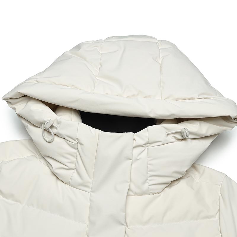 FILA Warm Versatile Long Hooded Down Jacket Women outerwear Mist-Lotus-White F11W443905FIV