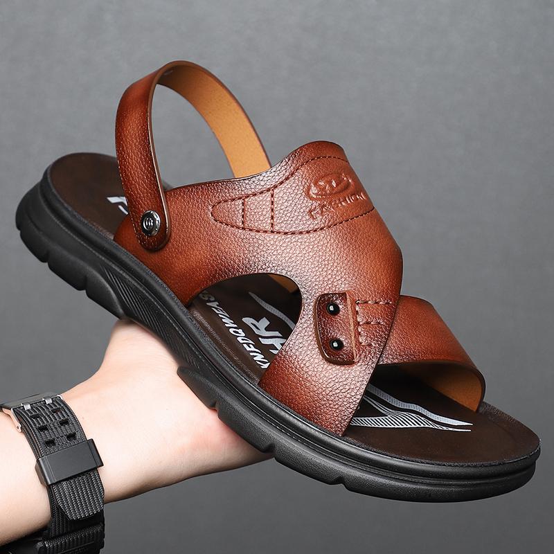 Fashion Non Slip Mens Summer Slippers Outdoor Casual Sandalias Breathable Beach Shoes Comfy Walking Sandals Dual-Purpose Male Half Drag