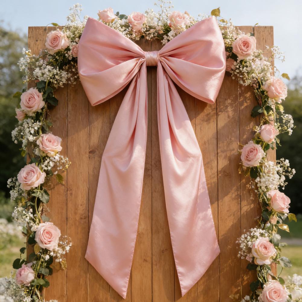 Bow Tie Smooth Satin Oversized Bow Decor Holiday Party Decoration Living Room Bedroom Garden Window Wall Festive Gift