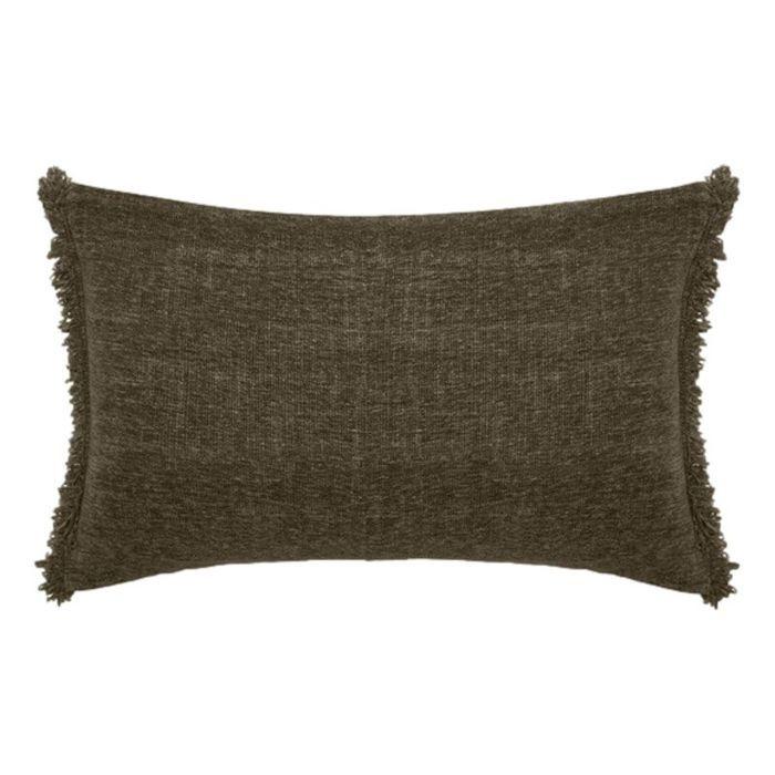 Housse de coussin + franges "Anta" + coussin de Garnissage "Anouk" Vent du sud - Anta Olive - Housse de coussin 40 x 60 cm