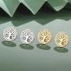 Dawapara Cirkel Levensboom Oorbellen Clear Zirconium Ronde Oorbellen Roestvrij Staal Ierse Sieraden Vriendschapscadeau