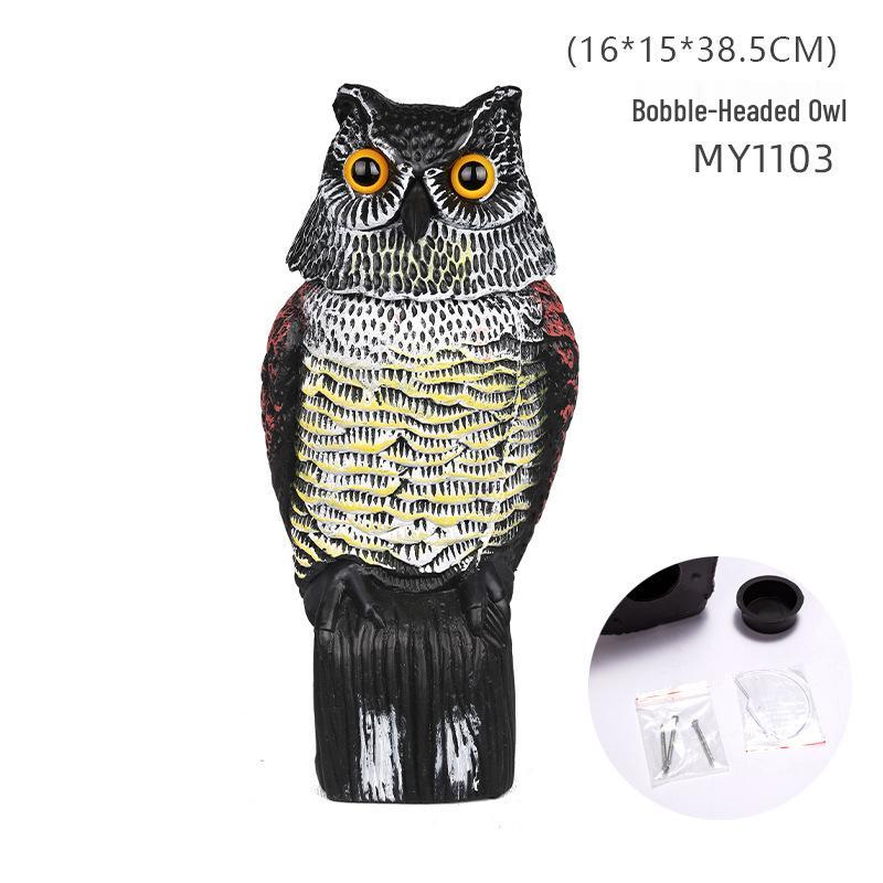 Cross-Border Owl: Outdoor Bird-Scaring, Rodent-Repelling Resin Ornament with Head Movement
