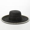 New fashion pearl chain brim straw flat top straw hat spring and summer outdoor travel sun protection shade beach straw hat