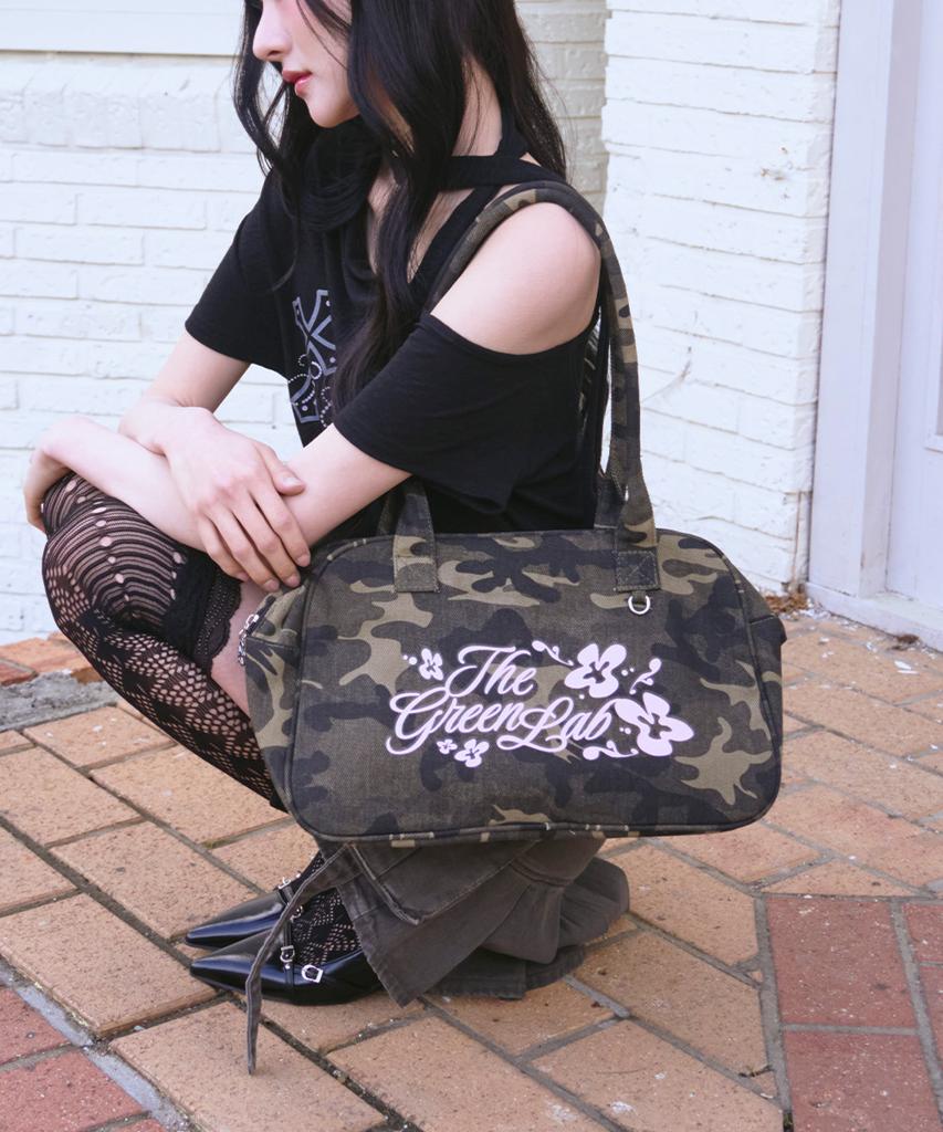 The Green Lab Camo Floral Square Shoulder Bag [Camo Khaki]