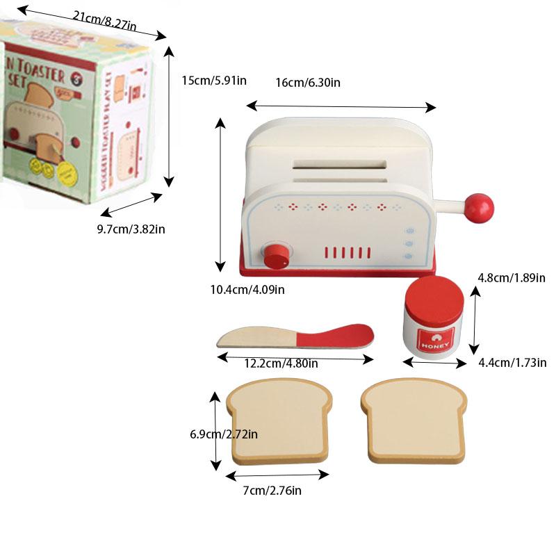 

Wood Simulation Tea Set Coffee Bread Machine Kitchen Role Play Toy Education BreadMaker