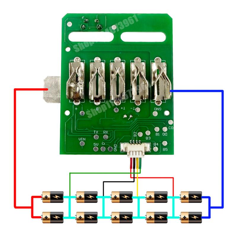 Lithium Battery Plastics Case Storage Box Protection Circuit Board for Metabo 18V Li-ion Battery BS18LT PCB BMS Shell Housings