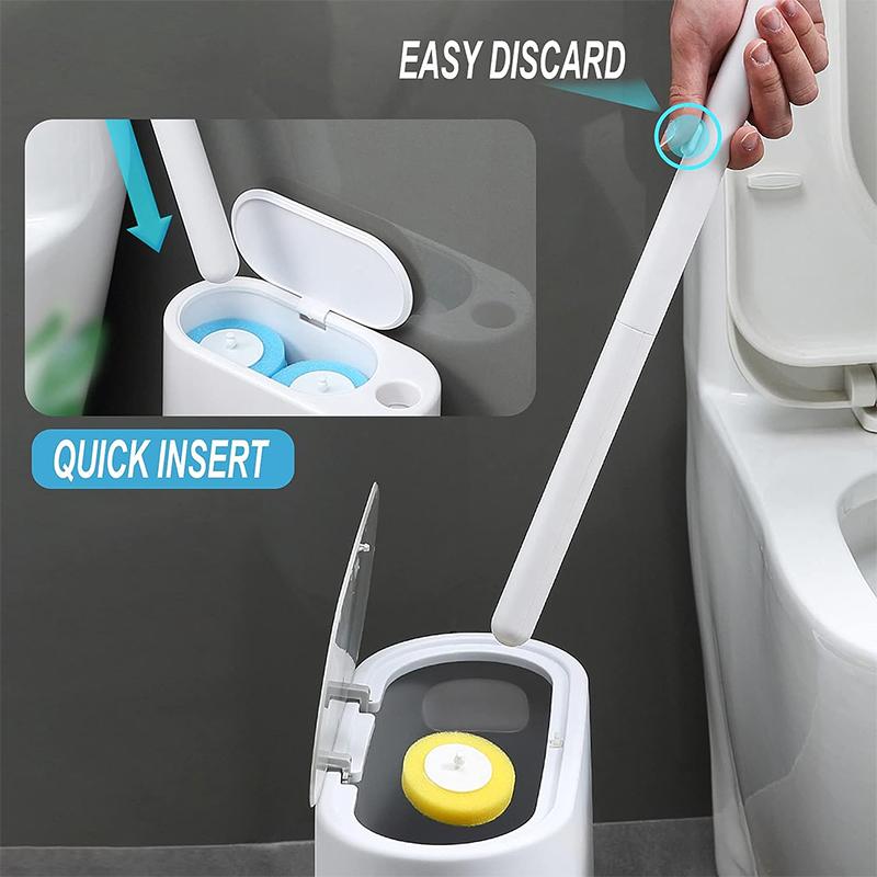 Disposable Toilet Cleaning Brush Set, Toilet Brush, Wall Mount Toilet and Bathroom Cleaning with Storage and Disinfecting Refill Heads