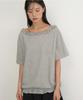 RONRON Frill Off Shoulder String T Shirt Gray