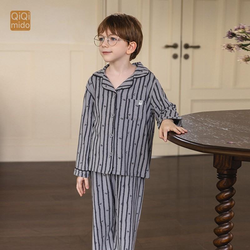 Kids Thin Cardigan Pajama Set Boys Girls Homewear Base Layer Air Conditioner Clothes 100-170cm A Safety Breathable