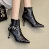 2026 Shoes Female Ankle Women's Boots Elegant Modern Boots Women Crystal Butterfly Pointed Toe Side Zip Thin Heels Shoes Women