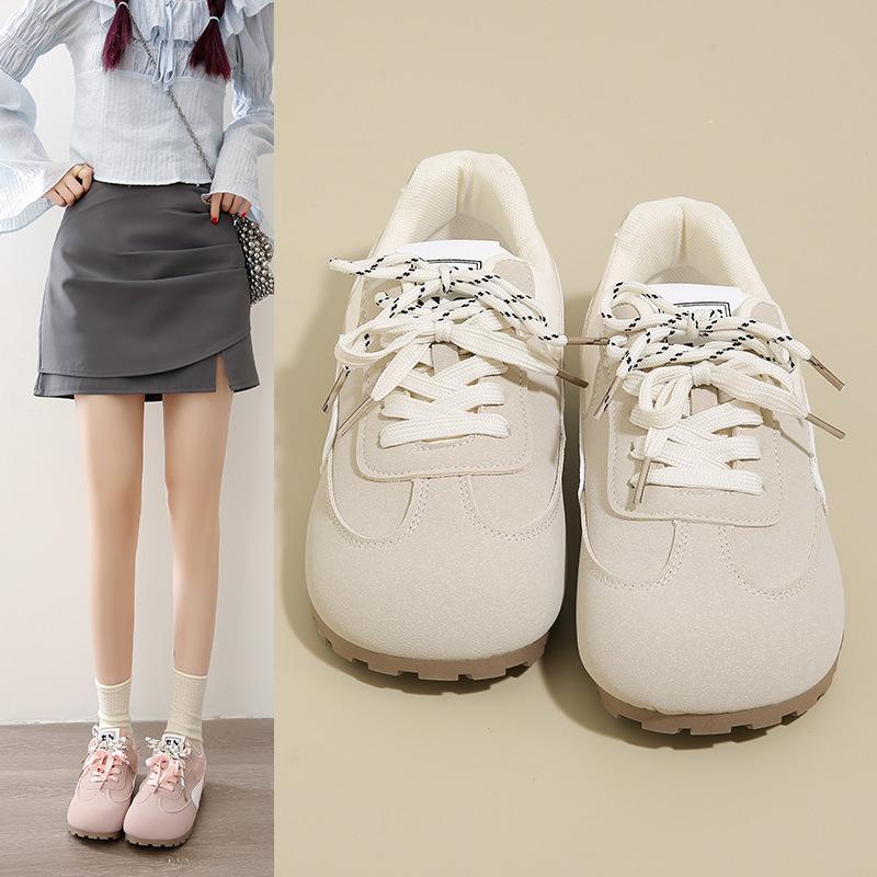 Pink Dexun board shoes female ugly cute spring new chic niche puff bread shoes Forrest Gump ballet little white shoes