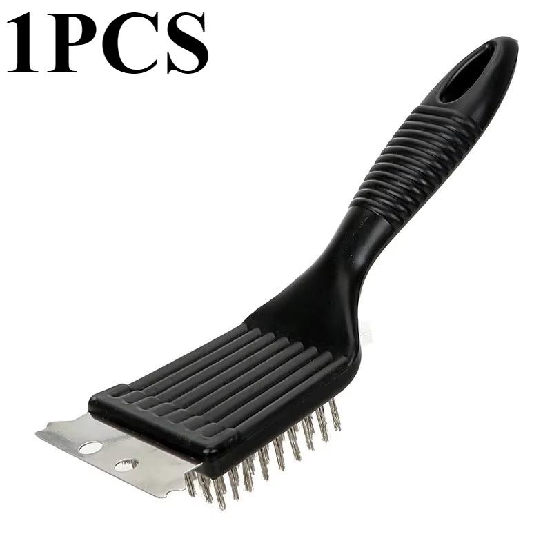 

2 шт. Антипригарная щетка для барбекю, щетка для гриля, щетина из нержавеющей стали, чистящие щетки с ручкой, прочные кулинарные инструменты для барбекю 1PCS