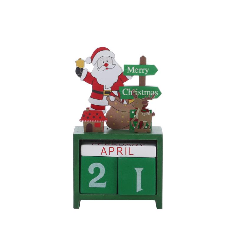 

Creative Wood Desktop Perpetual Calendar Ornament Blocks for Christmas Tree Pendant Decor and Office Desk Present 16cm