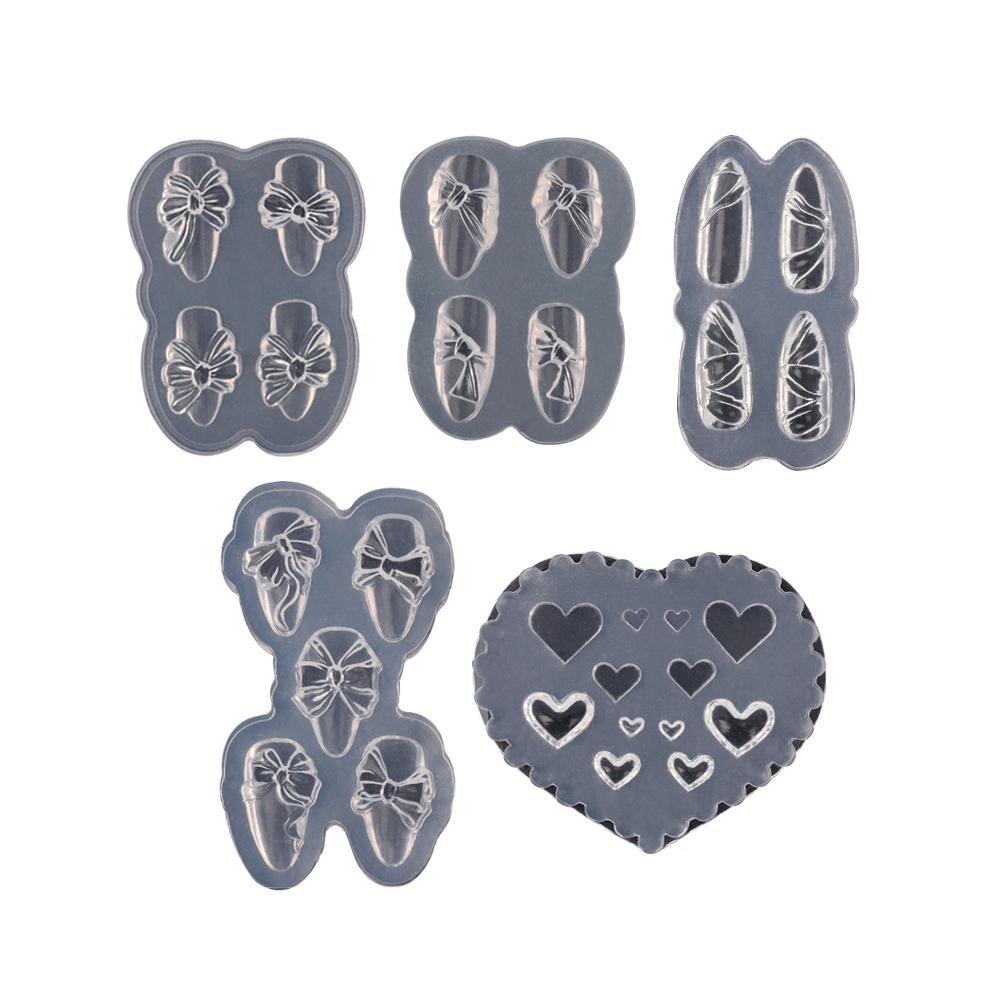 Bowknot Nail Carving Decor Heart Fingernail Love Ornament Stamping  Stencil