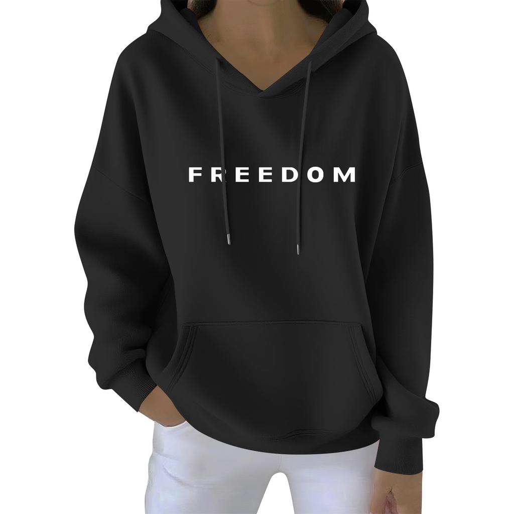 Kvinners uformelle motetrykk Langermet sweatshirt med hette