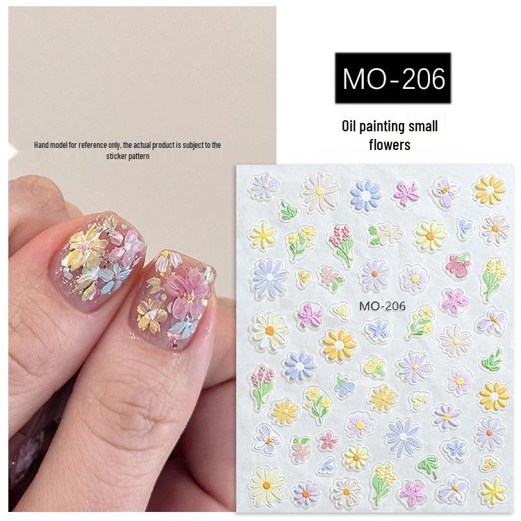 Bi & Gula Blommor Präglade Nagelklistermärken - Fräscha Broderade Trädgårdsdekaler