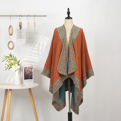 Chinese Imitation Cashmere Embroidered Shawl Women'S Ethnic Style Flower Print Cape Jacket Warm Scarf