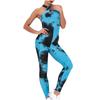 Women's Stitching Siamese Tie-Dye  Bubble Yoga Pants Ink Slim Hip-up Yoga Pants