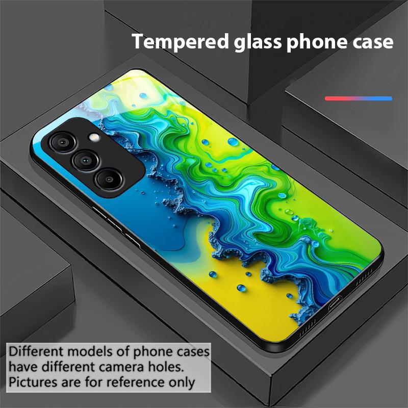 Color Ink Dot White For Samsung Galaxy A15 5G 54 4G 51 50 24 35 90 71 12 51 53 52S 80 22 34 Black Tempered Glass Phone Case