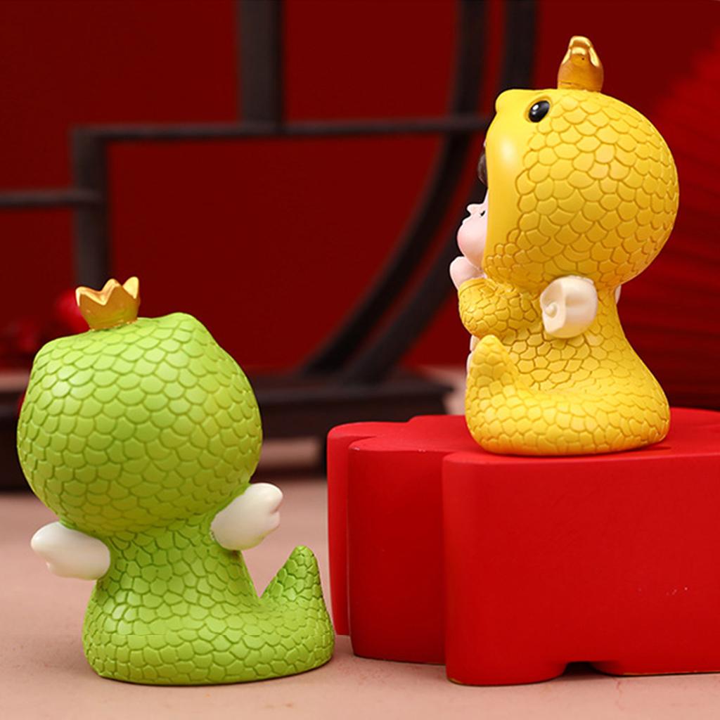Cartoon Snake Baby Figurine Statue Cake Toppers Decoration Chinese Zodiacs Theme Party Accessories Resins Ornament
