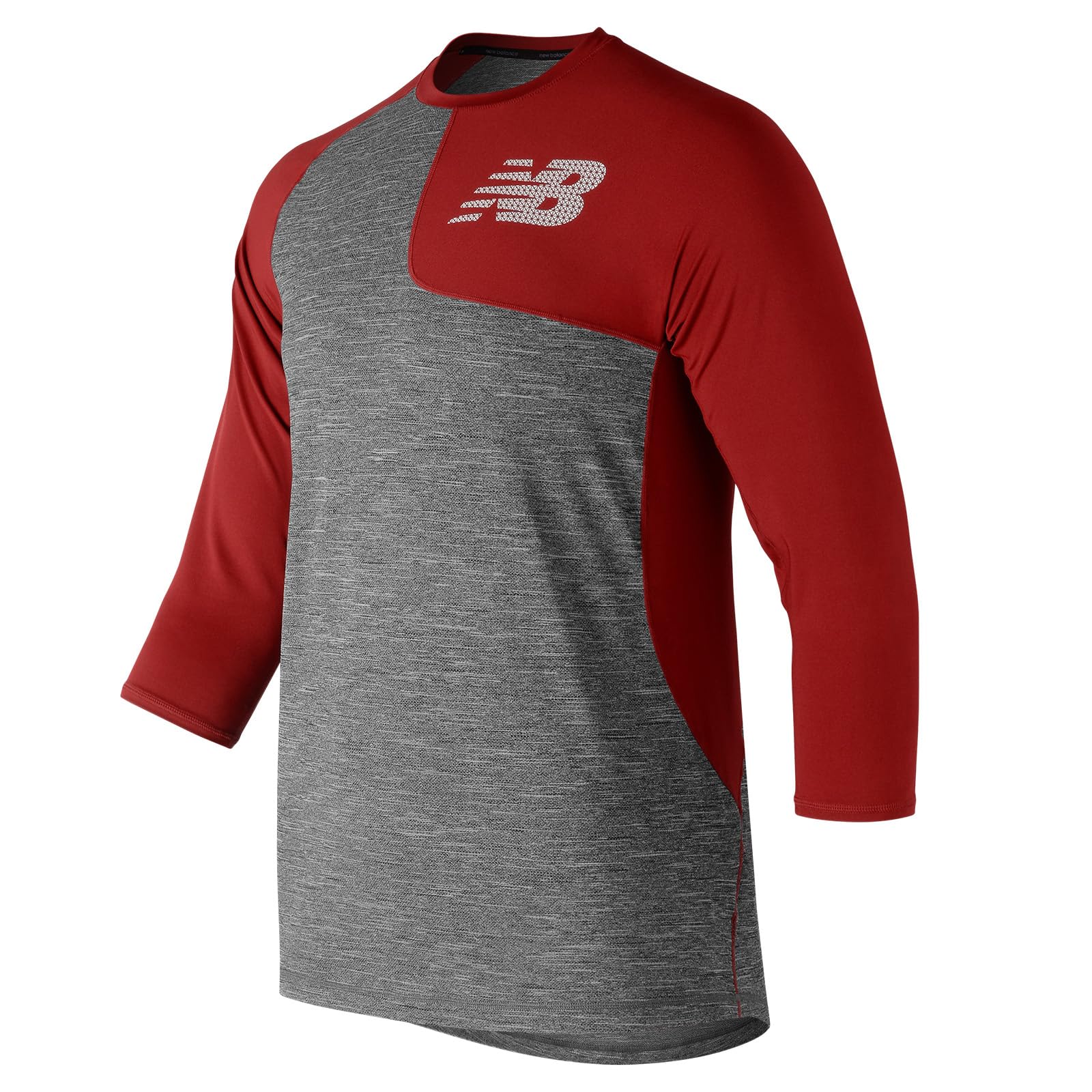 

New Balance Men s Asymmetrical 3/4 Sleeve Baseball Undershirt (Left-Handed Throw) REP (Team Red) Size L (MT83704L)