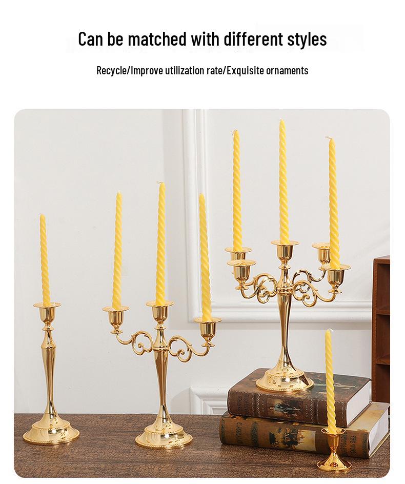 European Retro Triple-Head Candlestick for Candlelight Dinners and Home Decoration