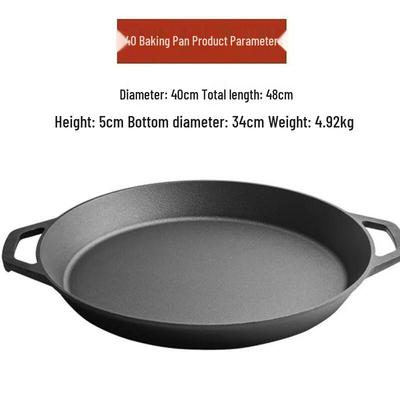 Poêle plate en fonte Zhi Shi 40 cm avec couvercle