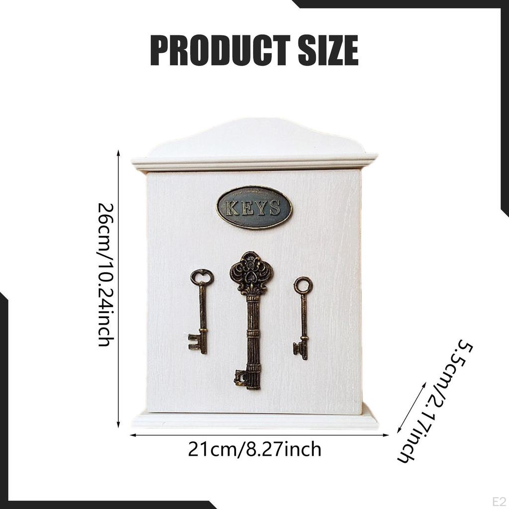 Key Cabinet Wall Mounted Storage Rustic Wooden Box for Doorway Office Living Room Decor