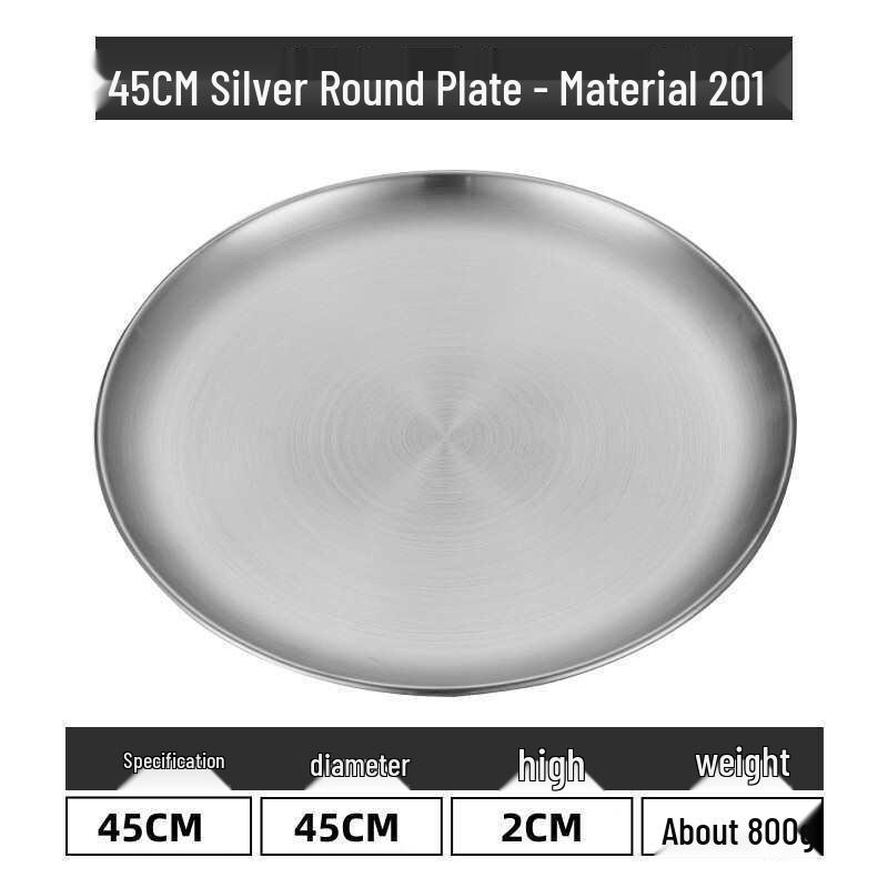 Gold Round 304 Stainless Steel Korean BBQ and Cake Tray