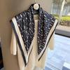 Spring and Autumn Premium Triangle Scarf Double Layer Satin Korean Edition Small Shawl Silky Smooth Foreign Style Neck Protection Silk Scarf Scarf
