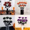 with Skeleton Hands Halloween Flowers Realistic Simulation Decorative Floral Bouquet Plastic Artificial Roses Gothic Fake Flower