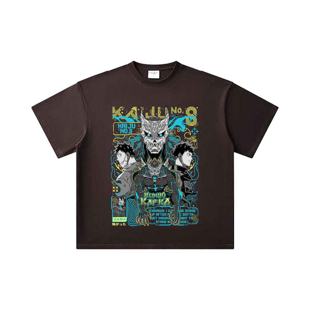 260 GSM Double Yarn 32 Count 100% Cotton Kaiju No 8 V20 Kafka Print Unisex Heavy Cotton T Shirt