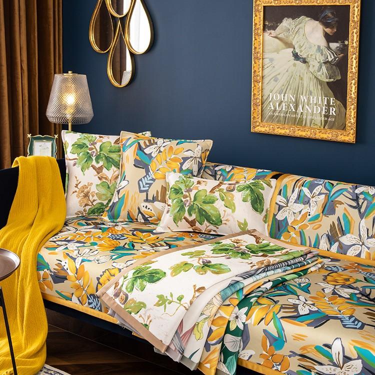 

Чехол для дивана с цветочным принтом Гладкий нескользящий чехол Секционный диван Протектор полотенца для дивана Коврик для подушки для собак Capa De Sofa