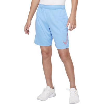 Kids Logo Print Elastic Waist Straight Leg Shorts Kids Shorts Blue DM8537-412
