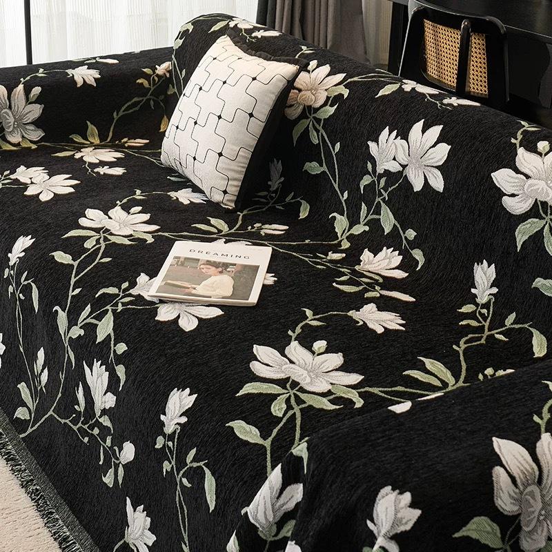 Sofa Cover Vintage American Style Chenille Sofa Towel Anti Cat Scratch Light Luxury Cushion Cover Blanket Home Textile