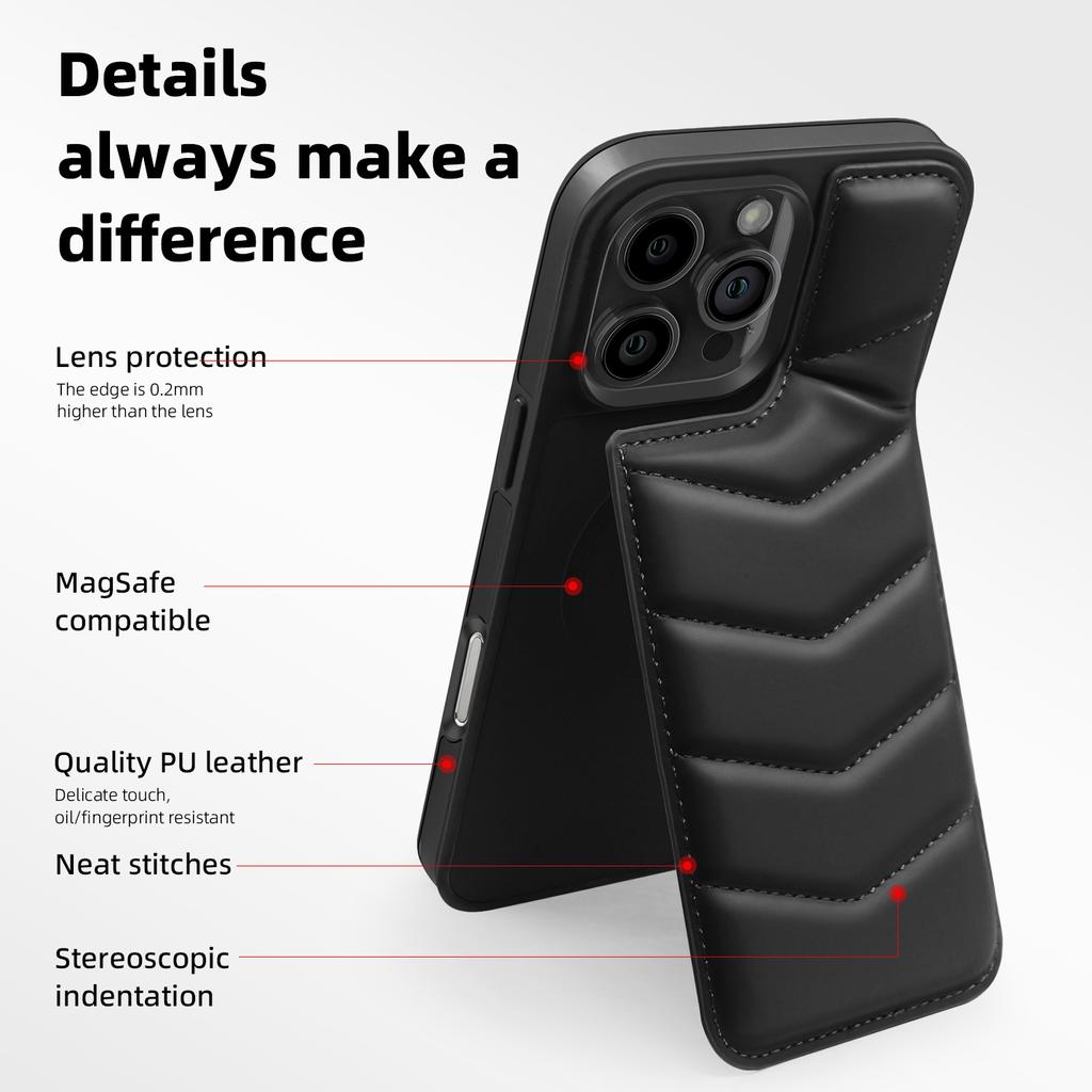 For iPhone 16 Pro Case Compatible with MagSafe RFID Blocking Card Slot Leather Back Cover