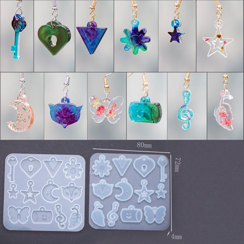 Flower Moon for Key Star for Butterfly Resin Earring Molds Silicone Earring Molds for Epoxy Casing Resin Molds Girl Jewe