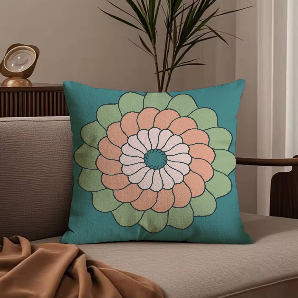 ART Bohemia Green Classic Pillow Case Anti-dustmite Pillowcase Invisible zipper silky short plush Sofa cushion cover
