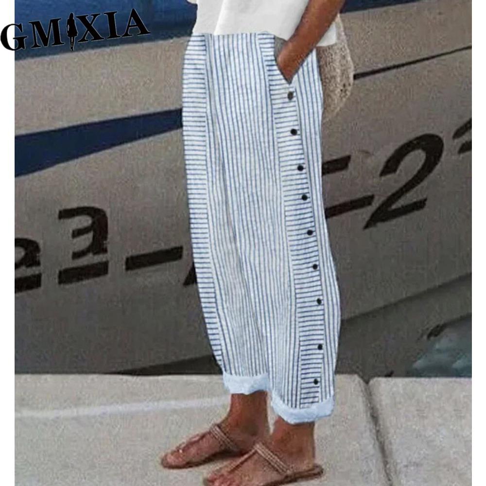 

GMXIA Жіночі Модні Повсякденні Однотонні Штани та Капрі з Принтом XXL дитини синього кольору