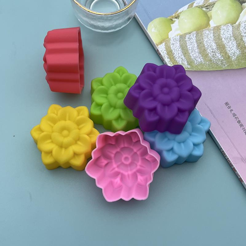 Colorful Silicone Rose Baking Molds - 5CM Cake & Muffin Cups, Pudding, Jelly, and Soap Molds