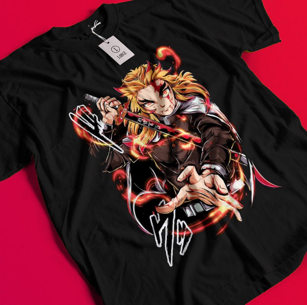 Demon Slayer Shirt Rengoku Kyojuro Tshirt Tanjiro T-Shirt Muzan Doma Akaza Tee BB215