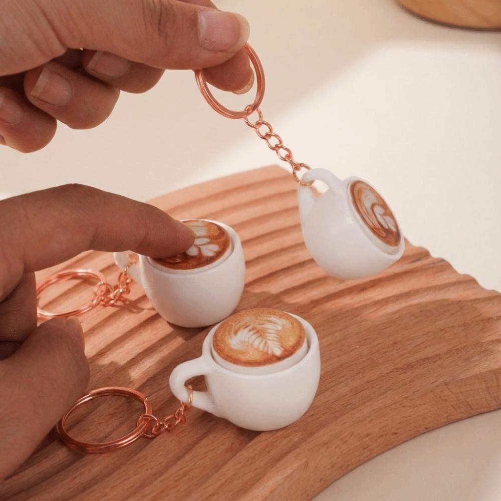 Smooth Solid Plastic Coffee Cup Keychain Portable Design Anti-stress Toy Spare Time Fun