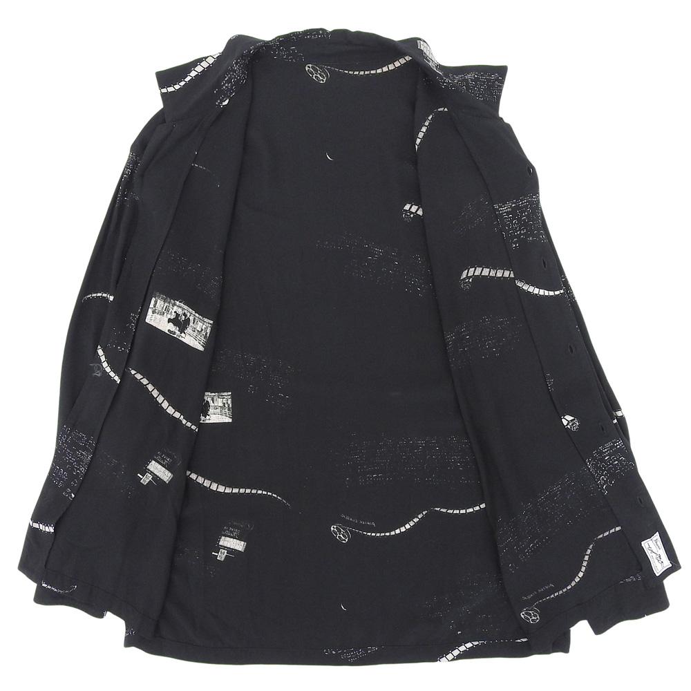 Porter Classic Rayon "Moonlit Black Aloha" Long Sleeve Shirt, Men's, Black, Size M Tops M blackUsed