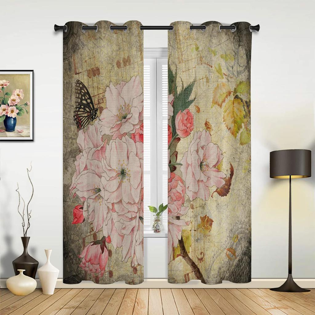 Farm Rooster Chicken Retro Illustration Window Curtains Home Decor Living Room Curtains Kid's Room Cortinas For Kitchen Bedroom