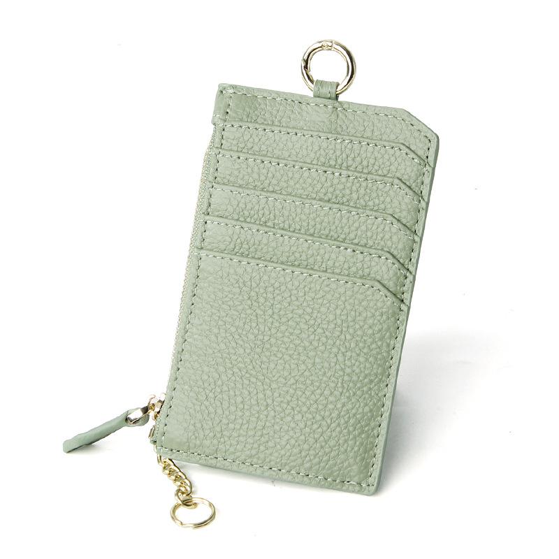 Women's Genuine Leather Card Holder Wallet with Zipper, Multi-Card Slots, Coin Purse, and ID Holder