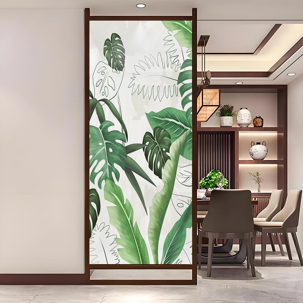 Pellicola Decorativa per Finestre Fiori e Foglie Static Cling Vetrofania Stained Glass per Decorazione Casa 28
