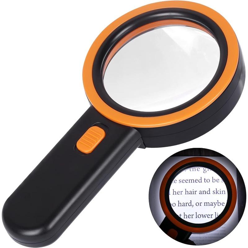 Magnifying Glass with Light, 30X Reading Magnifier, 12 LEDs Magnifying Glass, Handheld Magnifier Illuminated Magnifier for Kids, Seniors, Jewelers